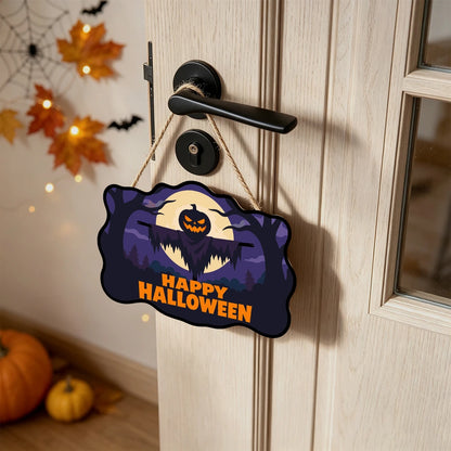 Paint by Numbers - Wooden Door Hanger | Happy Halloween Scarecrow Silhouette