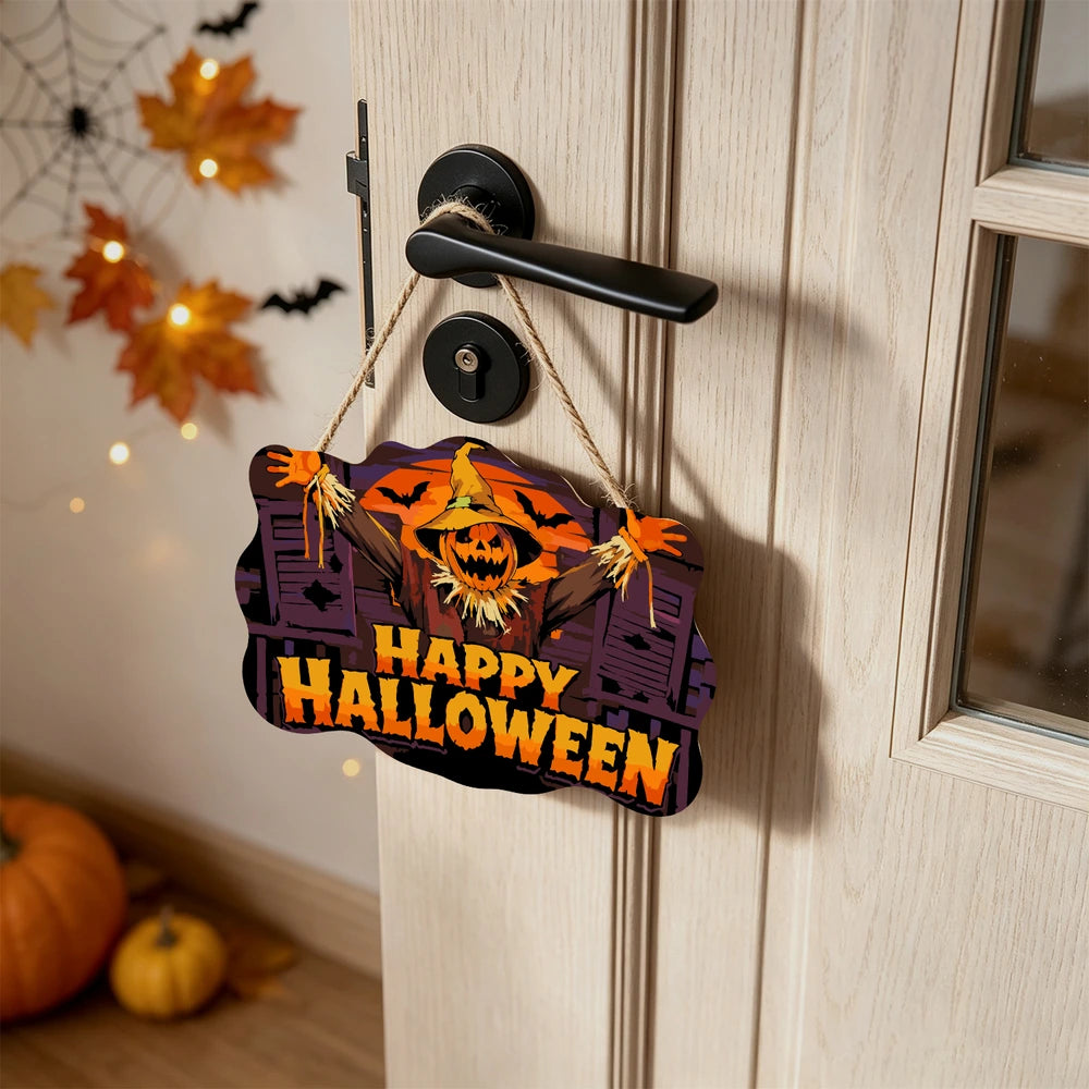 Paint by Numbers - Wooden Door Hanger | Happy Halloween Scarecrow at the Window