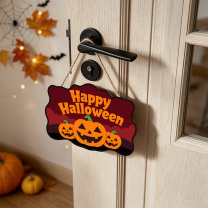 Paint by Numbers - Wooden Door Hanger | Happy Halloween Three Pumpkins