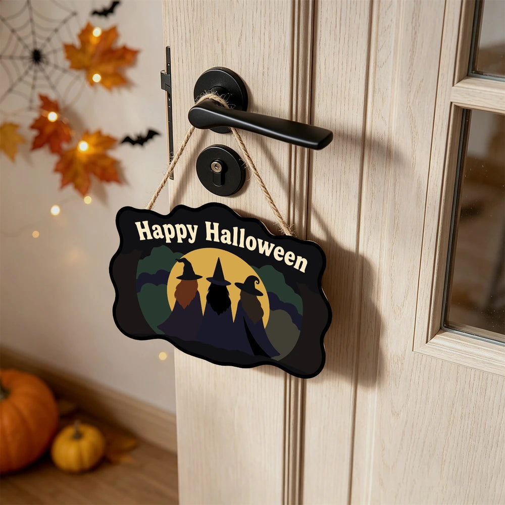Paint by Numbers - Wooden Door Hanger | Happy Halloween Three Witches
