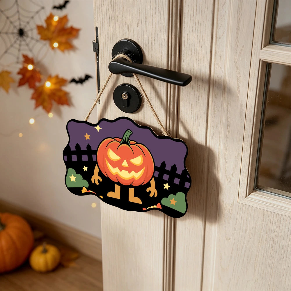 Paint by Numbers - Wooden Door Hanger | Jack-o'-Lantern Man on the Fence