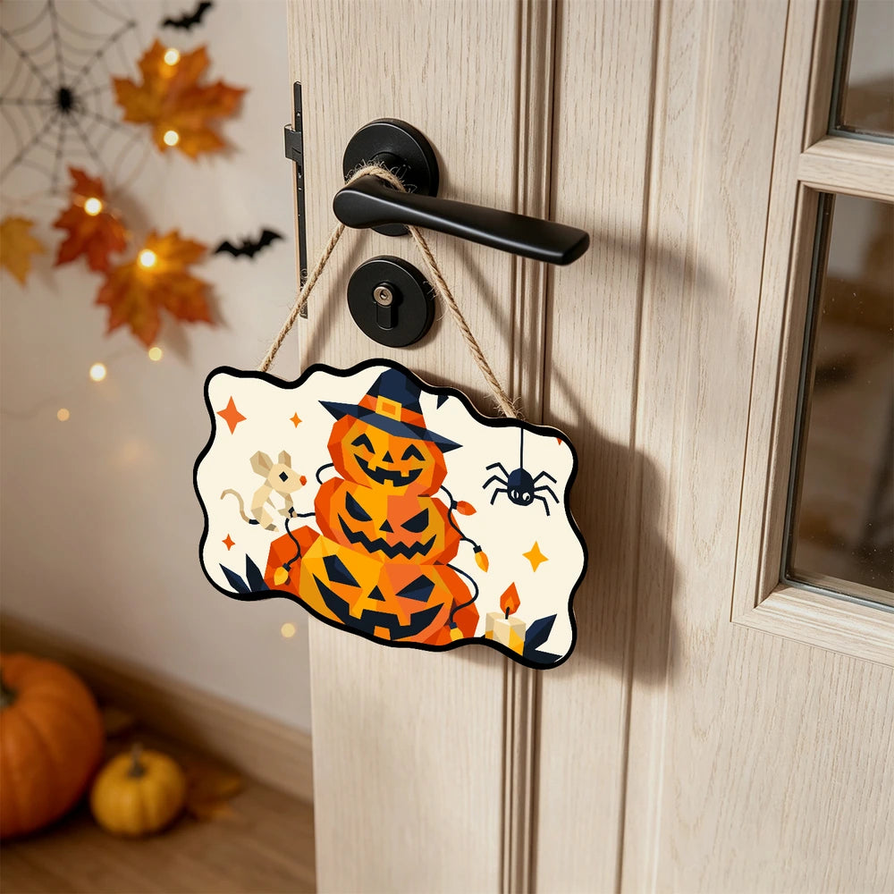 Paint by Numbers - Wooden Door Hanger | Jack-o'-Lantern Tower with a Mouse