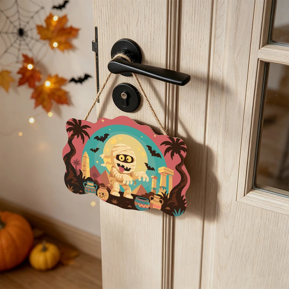 Paint by Numbers - Wooden Door Hanger | Mummy Among the Pyramids