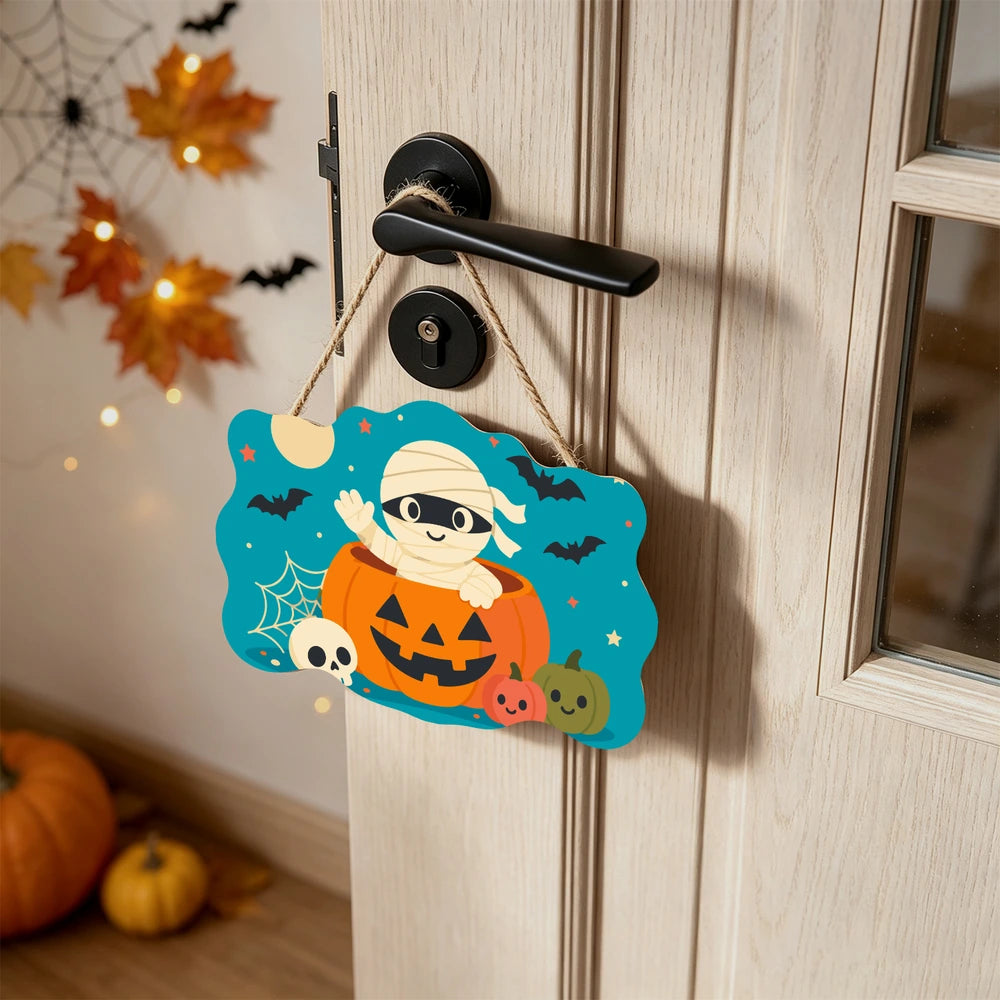 
Paint by Numbers - Wooden Door Hanger | Mummy in a Jack-o'-Lantern