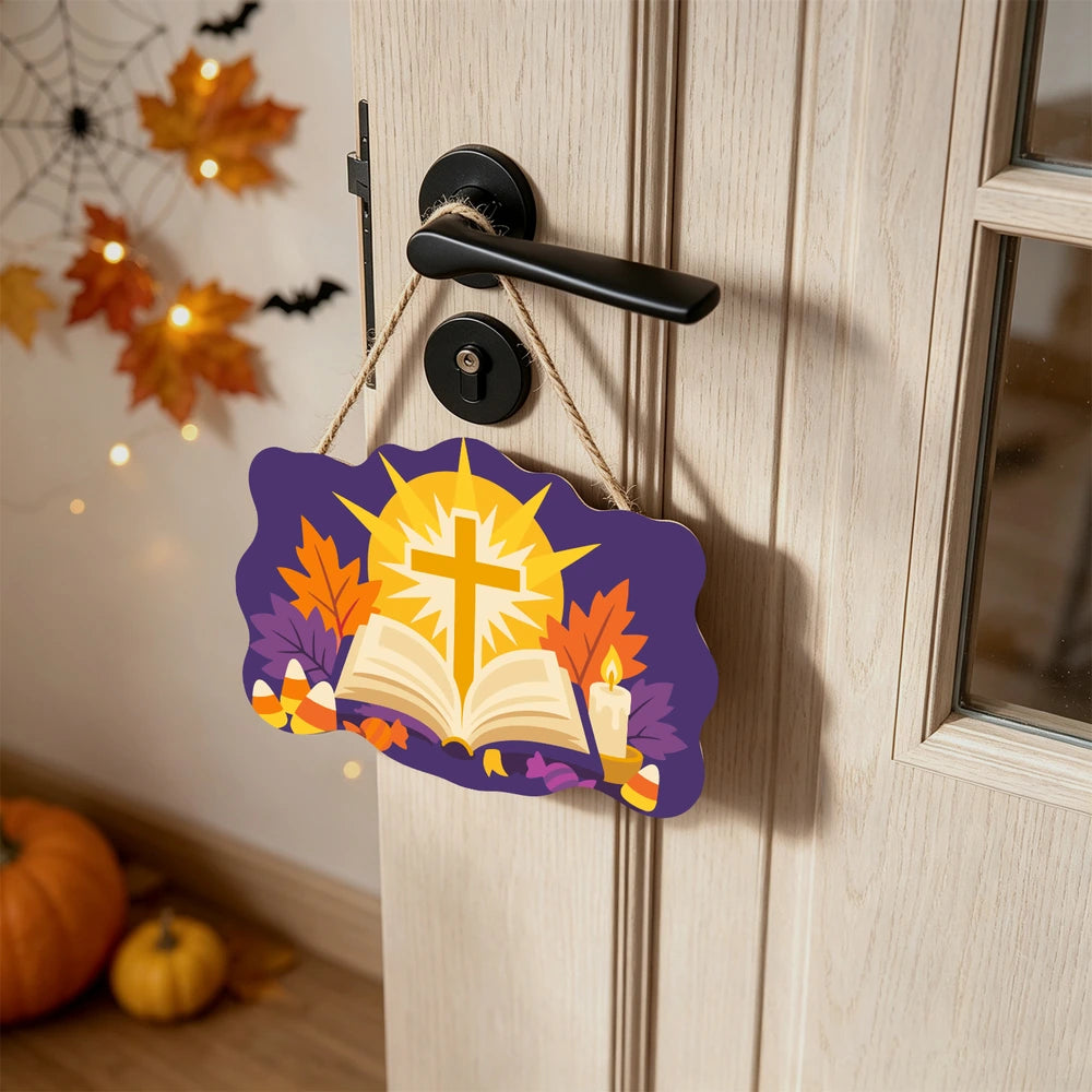 Paint by Numbers - Wooden Door Hanger | Shining Cross Over the Open Bible