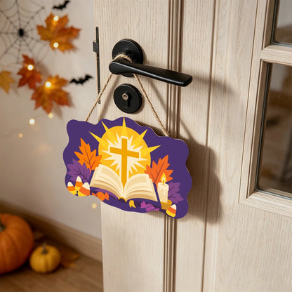 Paint by Numbers - Wooden Door Hanger | Shining Cross Over the Open Bible