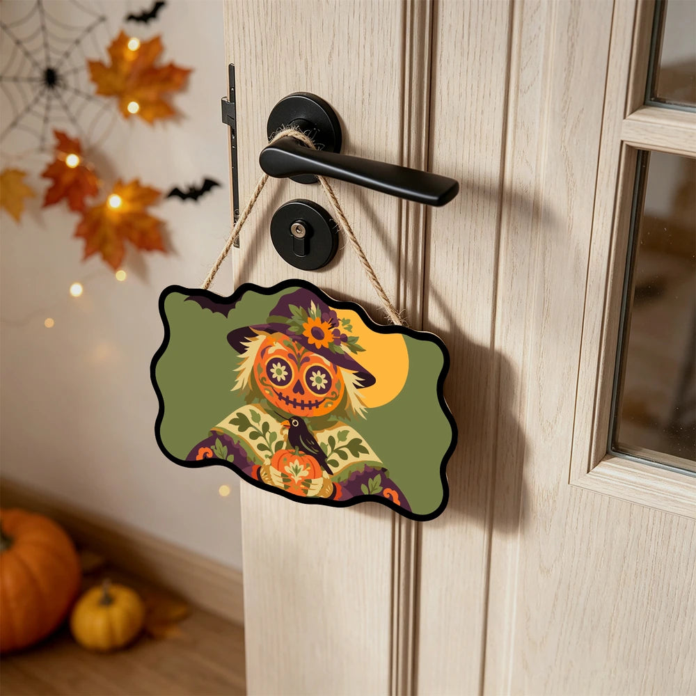 Paint by Numbers - Wooden Door Hanger | Sugar Skull Scarecrow