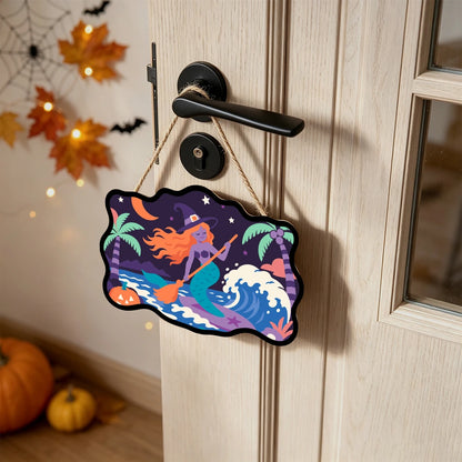 Paint by Numbers - Wooden Door Hanger | Surfing Mermaid Witch