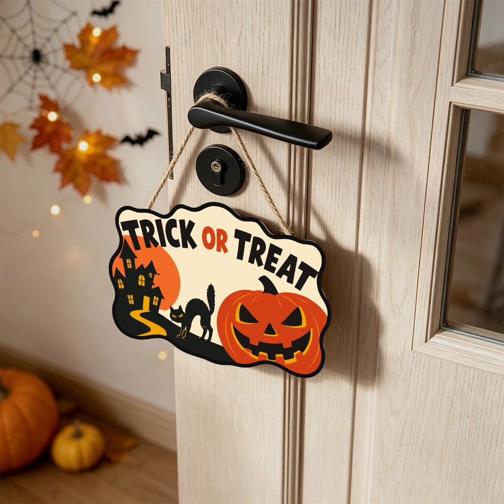 Paint by Numbers - Wooden Door Hanger | Trick or Treat Pumpkin Path