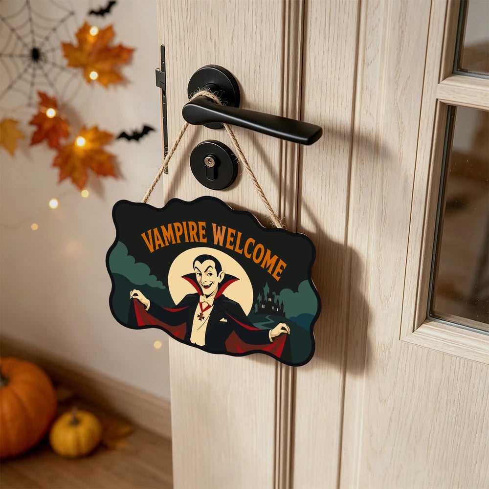 Paint by Numbers - Wooden Door Hanger | Vampire Welcome