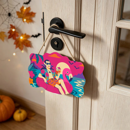 Paint by Numbers - Wooden Door Hanger | Vampire on a Flamingo Float