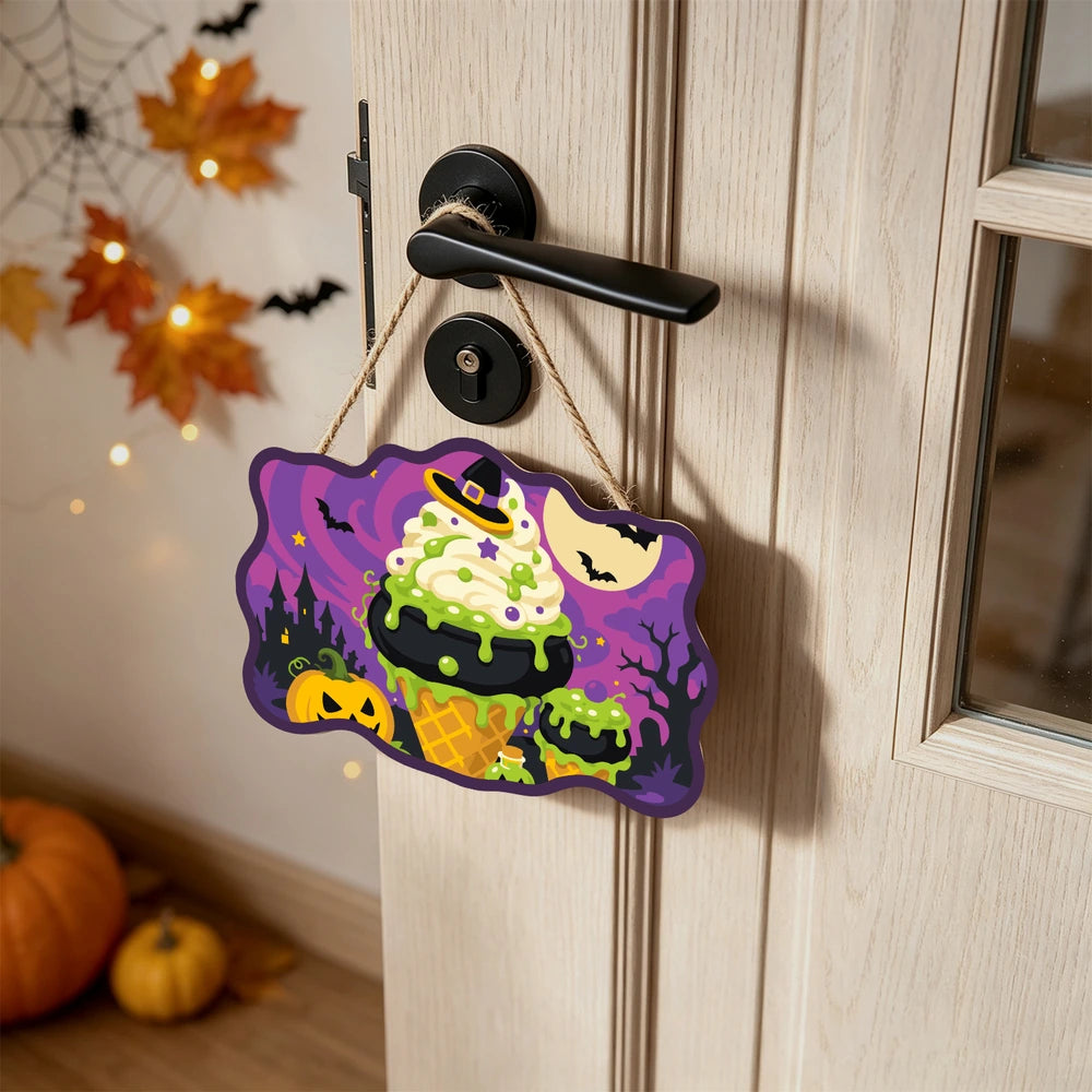 Paint by Numbers - Wooden Door Hanger | Witch's Cauldron Ice Cream