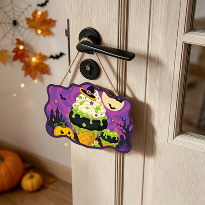 Paint by Numbers - Wooden Door Hanger | Witch's Cauldron Ice Cream