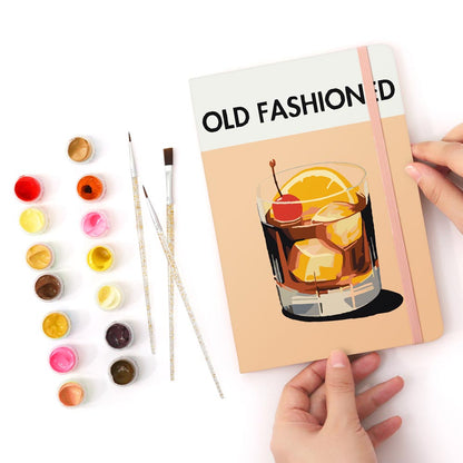 Paint by Numbers Hardcover Journal Notebook - Old Fashioned Cocktail