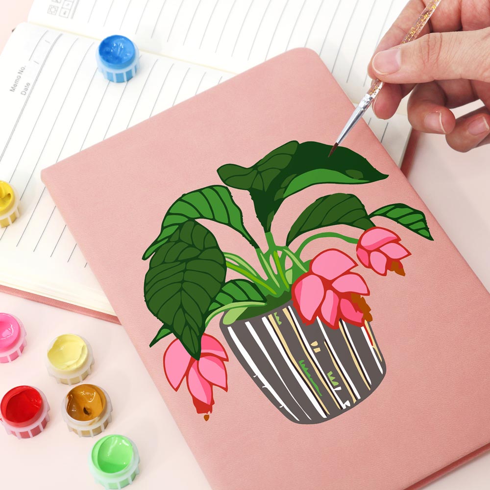 
Paint by Numbers Hardcover Journal Notebook - Flowering Potted Plant