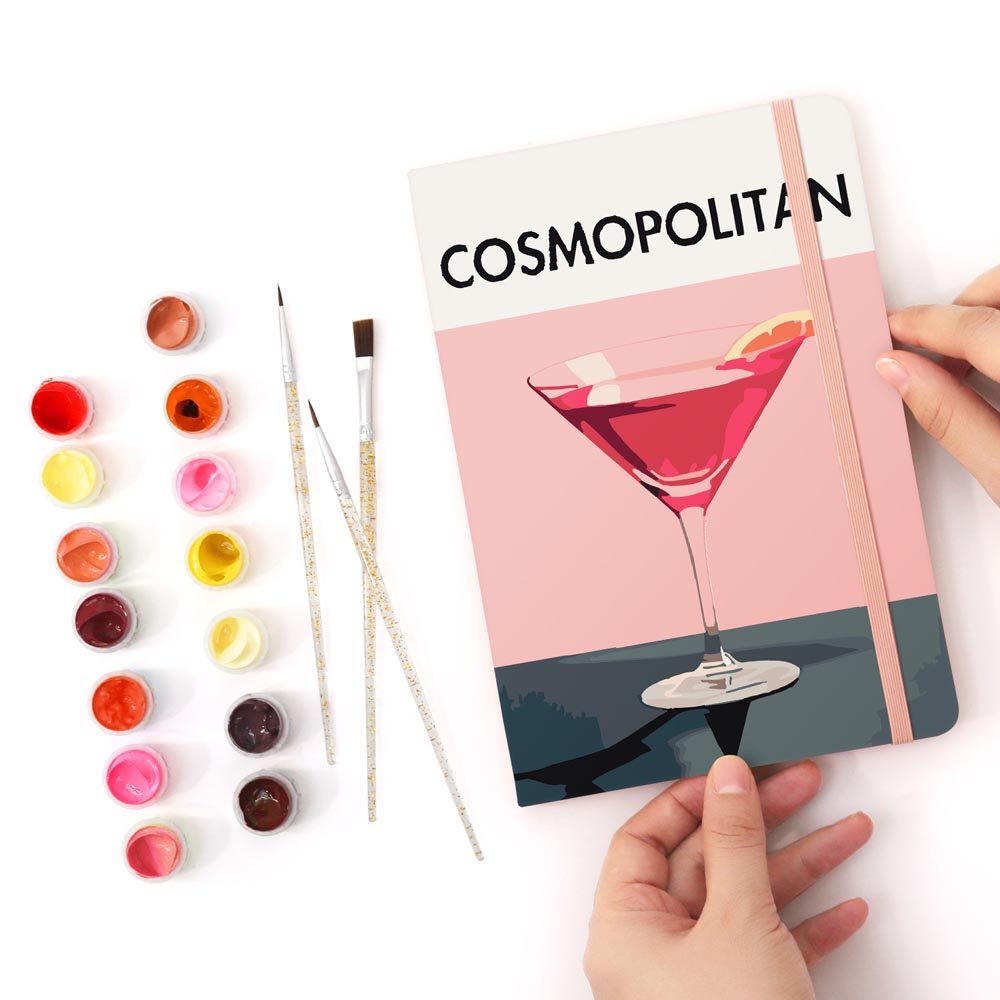 Paint by Numbers Hardcover Journal Notebook - Cosmopolitan Cocktail