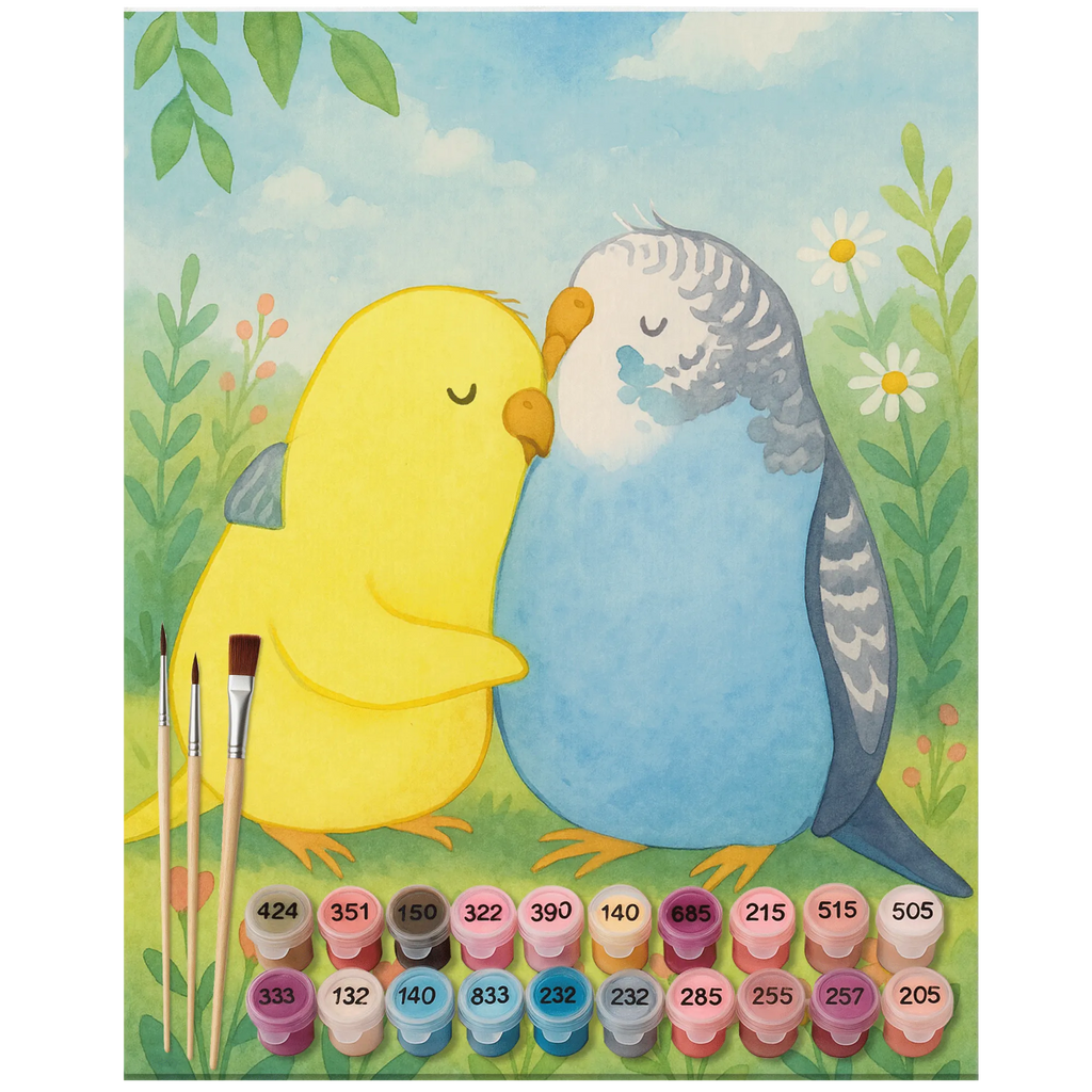 Paint by Numbers - Parakeets in love by Mr. & Mrs. Panda