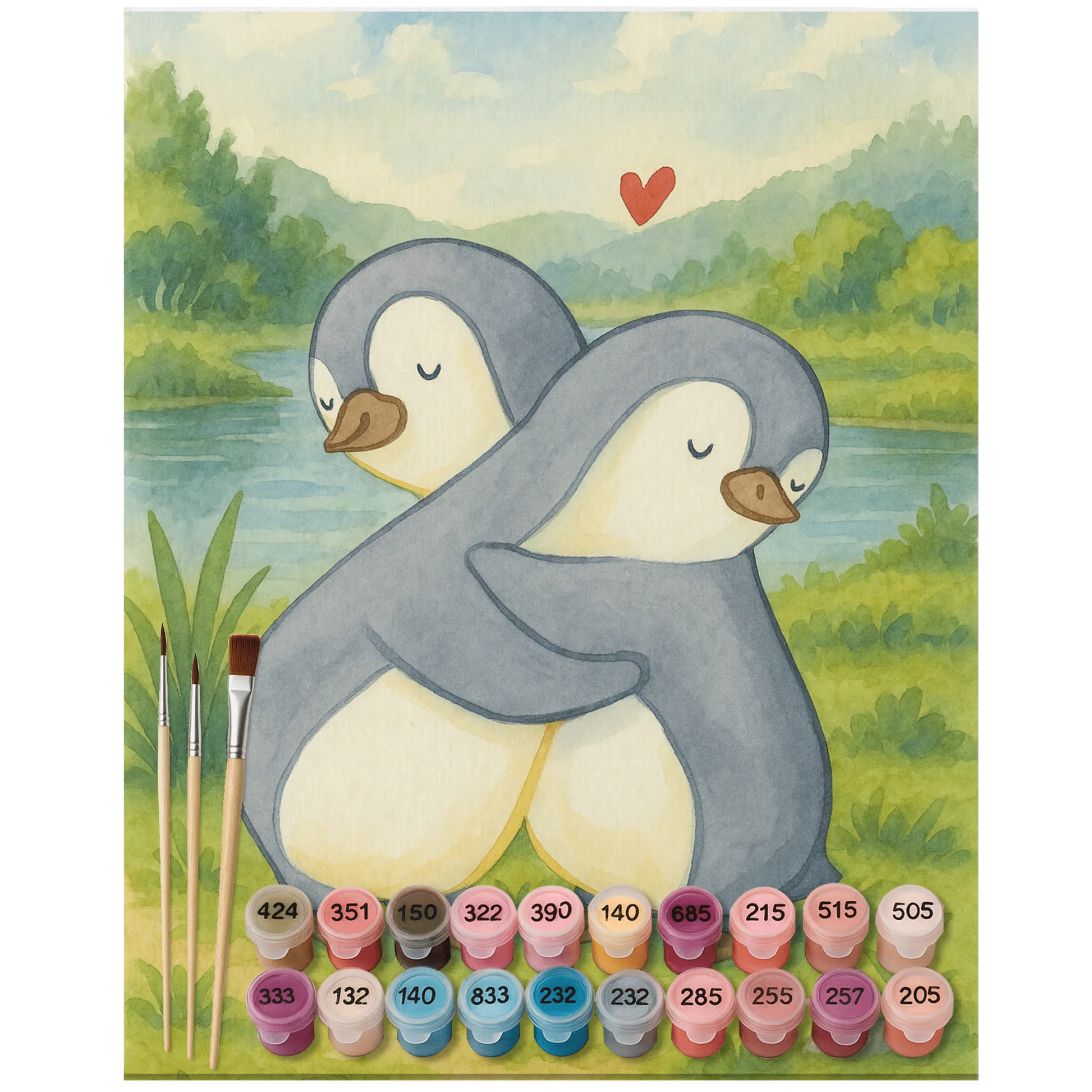 Paint by Numbers - Penguins cuddle by Mr. & Mrs. Panda
