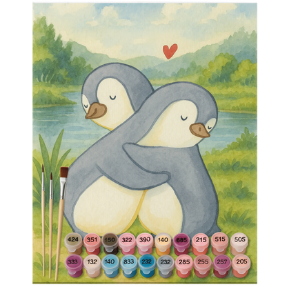 Paint by Numbers - Penguins cuddle by Mr. & Mrs. Panda