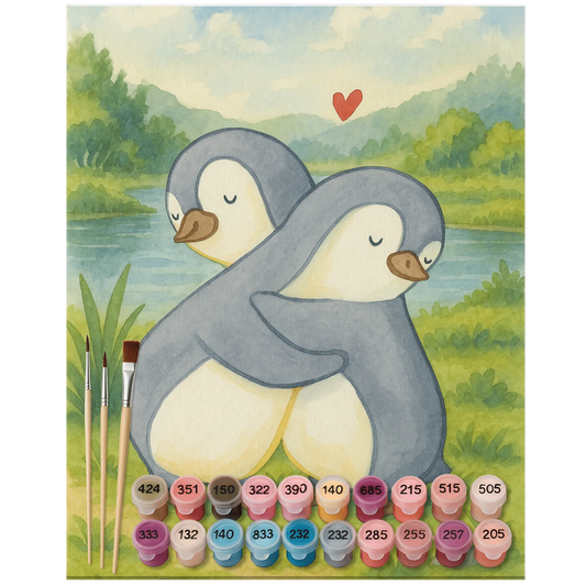 Paint by Numbers - Penguins cuddle by Mr. & Mrs. Panda