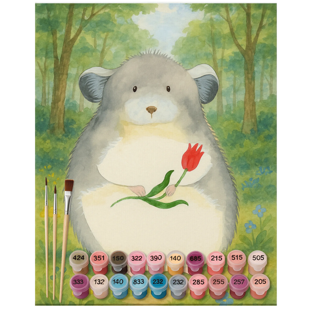 Paint by Numbers - Chinchilla with flower by Mr. & Mrs. Panda