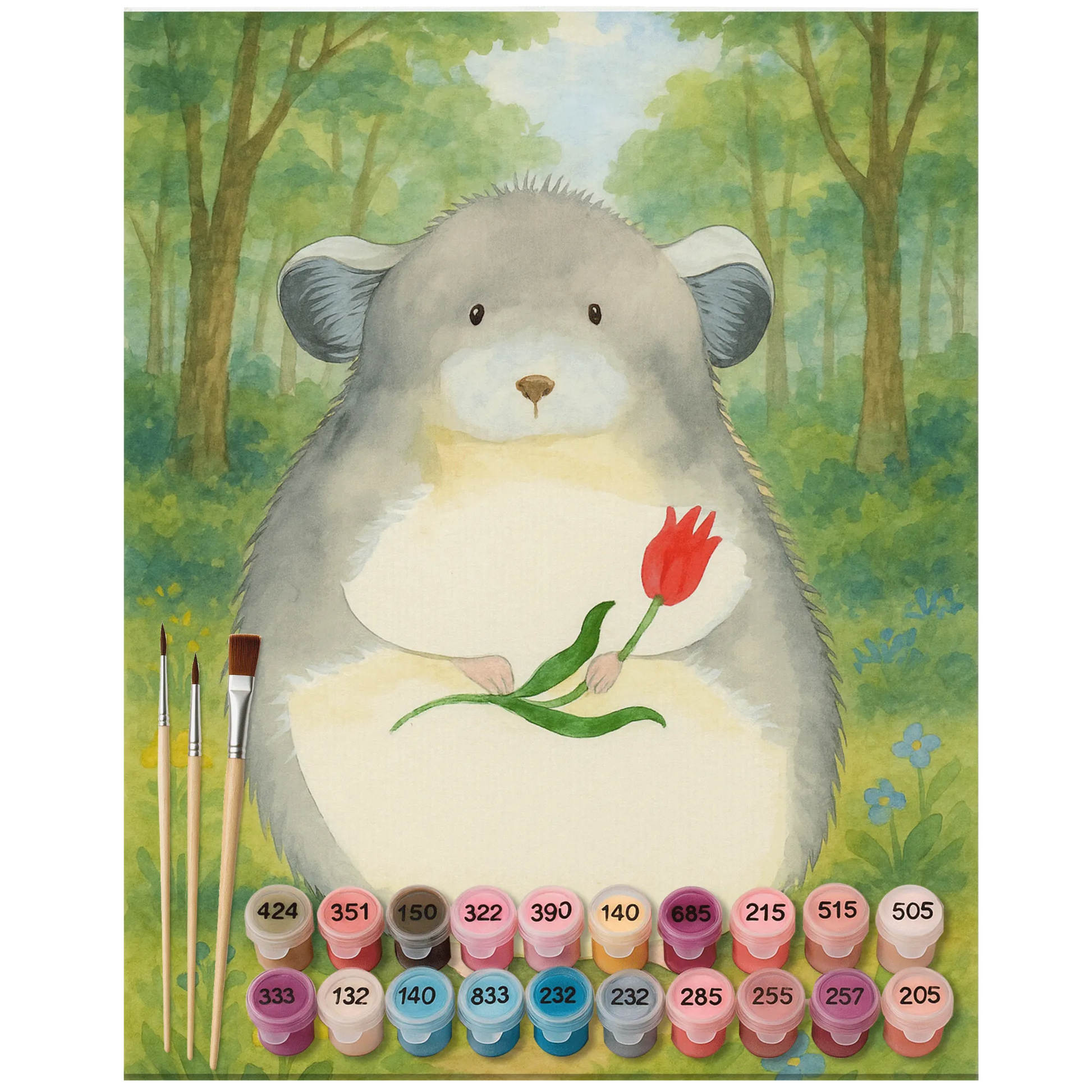 Paint by Numbers - Chinchilla with flower by Mr. & Mrs. Panda