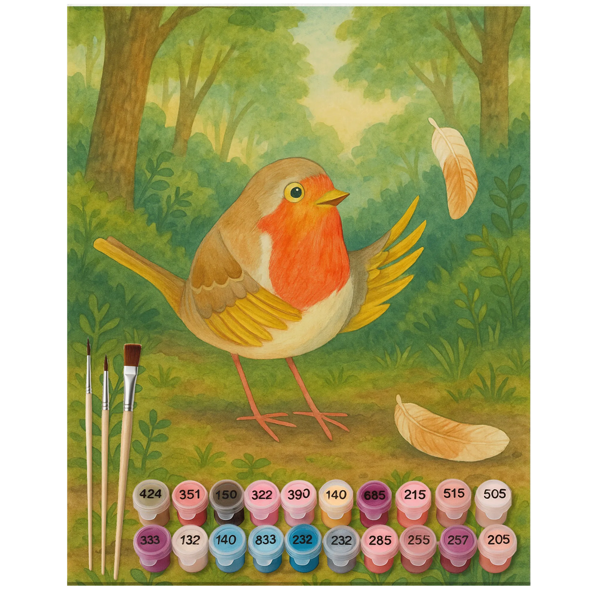 
Paint by Numbers - Robin with feathers by Mr. & Mrs. Panda