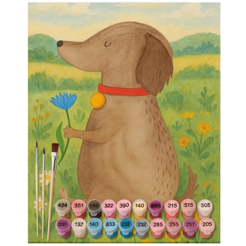 Paint by Numbers - Dog with flower by Mr. & Mrs. Panda