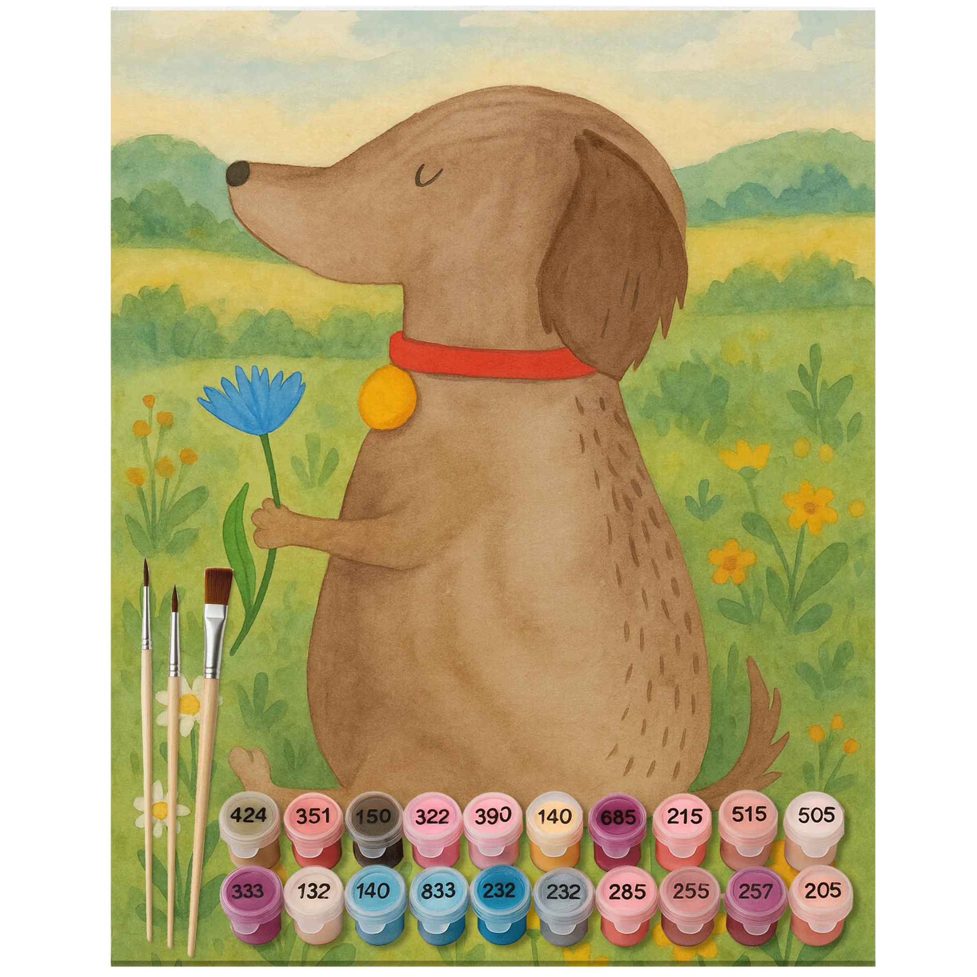 Paint by Numbers - Dog with flower by Mr. & Mrs. Panda