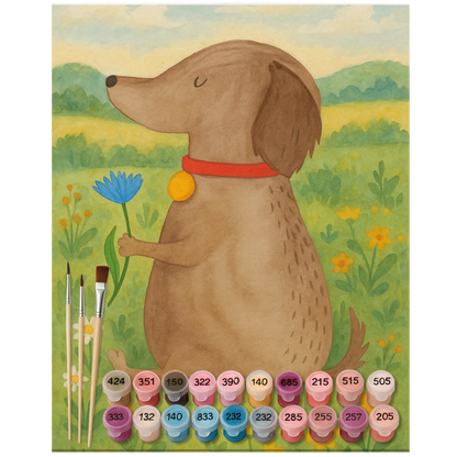 Paint by Numbers - Dog with flower by Mr. & Mrs. Panda