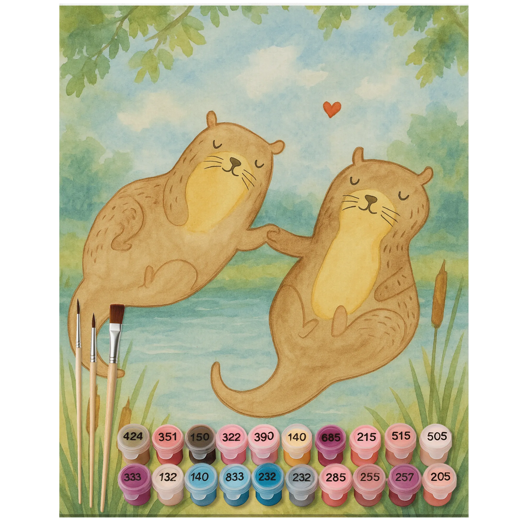 Paint by Numbers - Otters holding hands by Mr. & Mrs. Panda