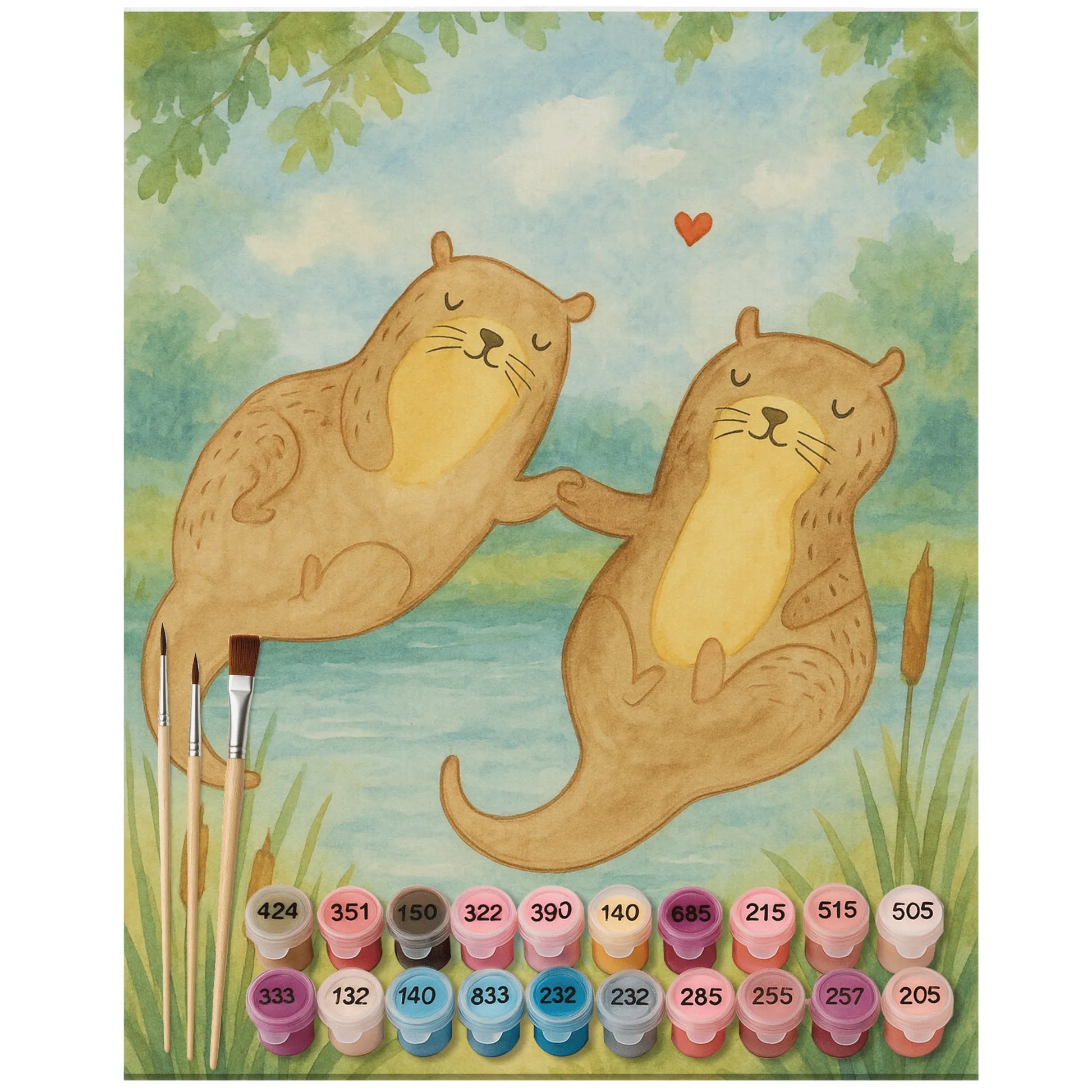 Paint by Numbers - Otters holding hands by Mr. & Mrs. Panda