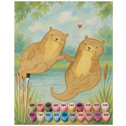 Paint by Numbers - Otters holding hands by Mr. & Mrs. Panda