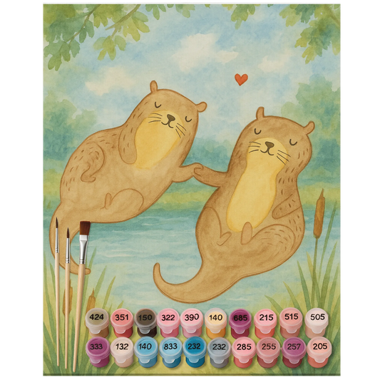 Paint by Numbers - Otters holding hands by Mr. & Mrs. Panda