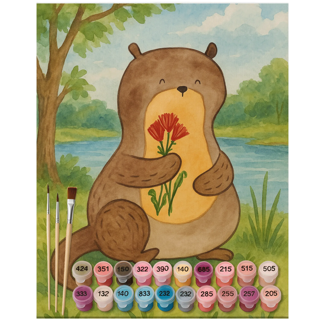 Paint by Numbers - otter with flowers by Mr. & Mrs. Panda