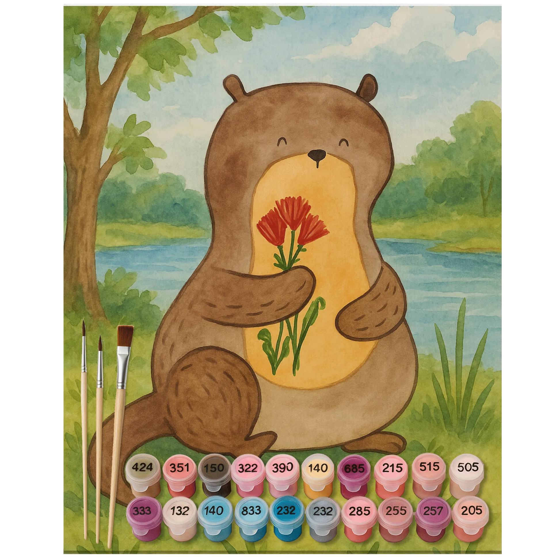 Paint by Numbers - otter with flowers by Mr. & Mrs. Panda