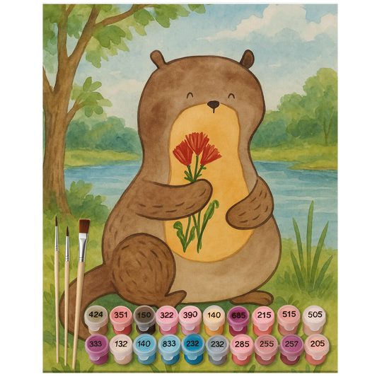 Paint by Numbers - otter with flowers by Mr. & Mrs. Panda