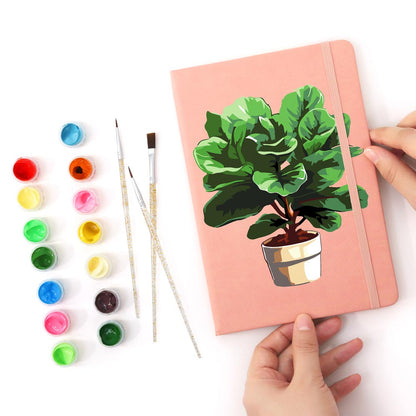 Paint by Numbers Hardcover Journal Notebook - Potted Plant