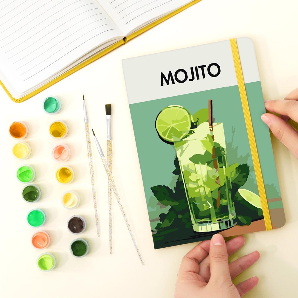 Paint by Numbers Hardcover Journal Notebook - Mojito Cocktail