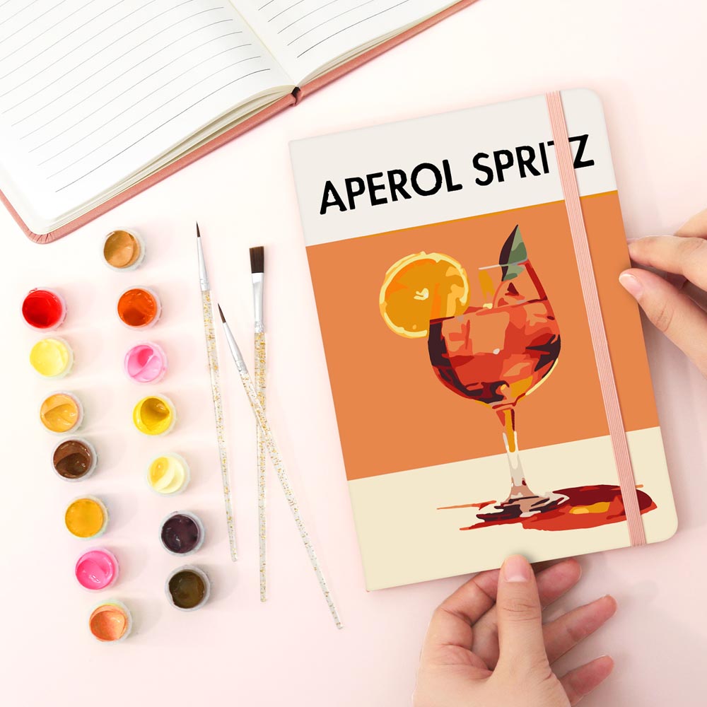 
Paint by Numbers Hardcover Journal Notebook - Aperol Spritz Cocktail