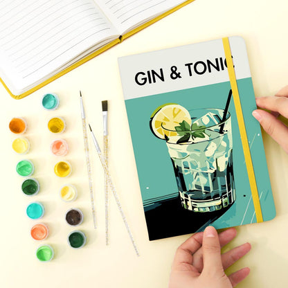 Paint by Numbers Hardcover Journal Notebook - Gin & Tonic Cocktail