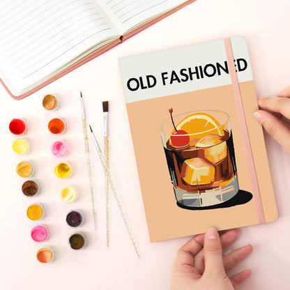 Paint by Numbers Hardcover Journal Notebook - Old Fashioned Cocktail