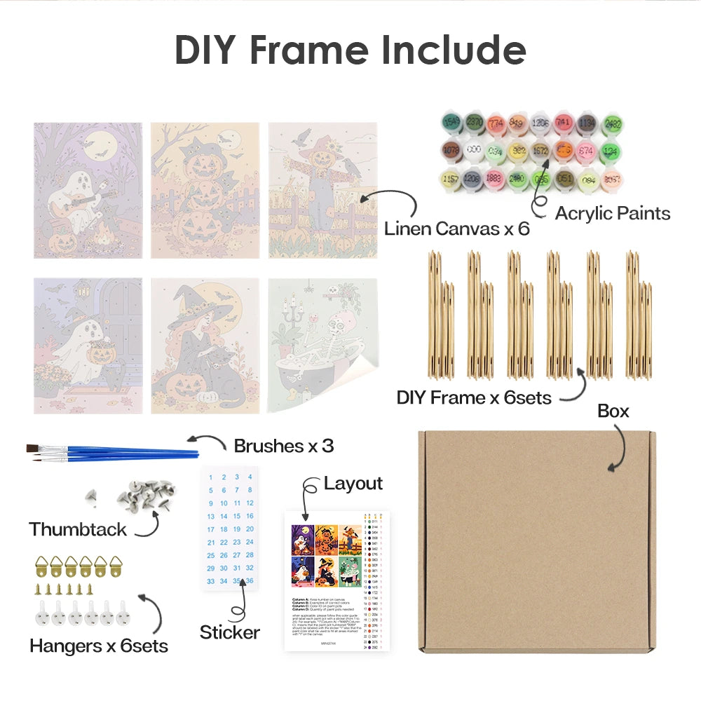 
Paint by Numbers – 6 Mini Paintings | Cozy Autumn Night Tales Set