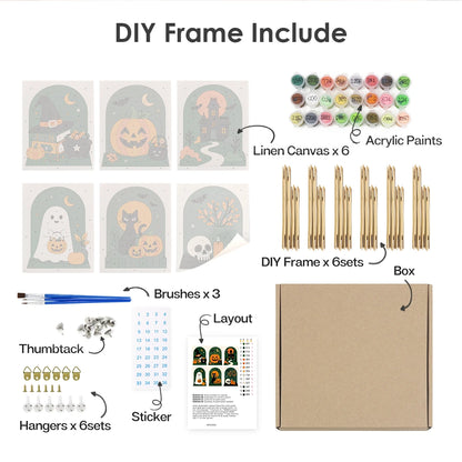 Paint by Numbers – 6 Mini Paintings | Green Arch Halloween Scenes Set
