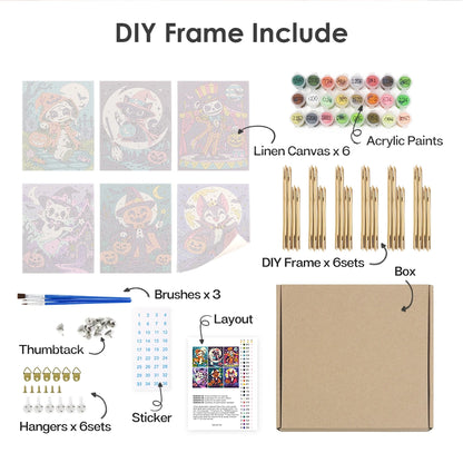 Paint by Numbers – 6 Mini Paintings | Halloween Circus Characters Set