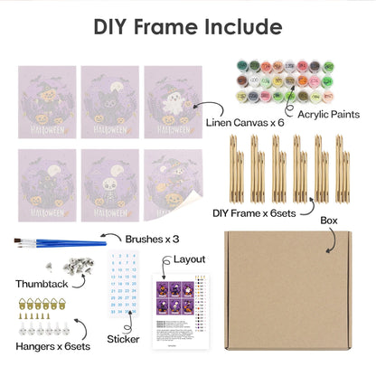 Paint by Numbers – 6 Mini Paintings | Purple Halloween Lettering Set