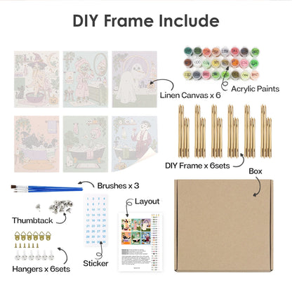 Paint by Numbers – 6 Mini Paintings | Spooky Spa Day Set