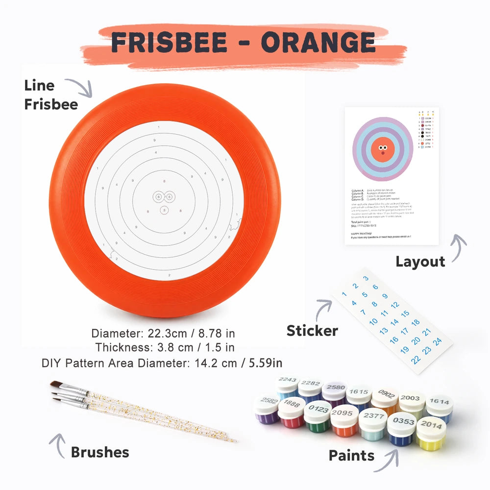 Paint by Numbers - Frisbee | Bullseye Face in Orange