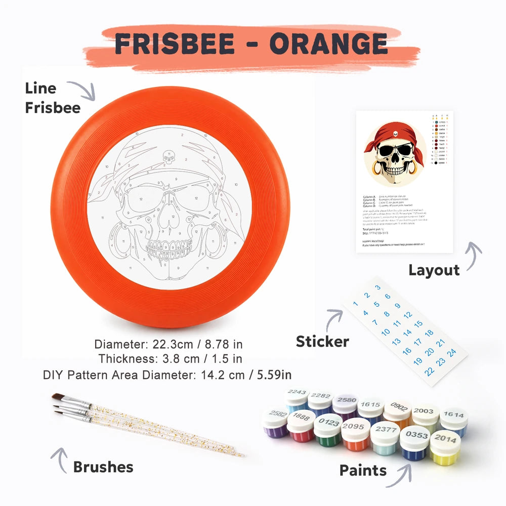 
Paint by Numbers - Frisbee | Pirate Skull in Red