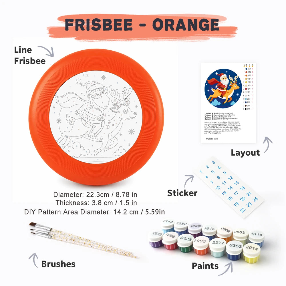 
Paint by Numbers - Frisbee | Santa and Reindeer in the Sky